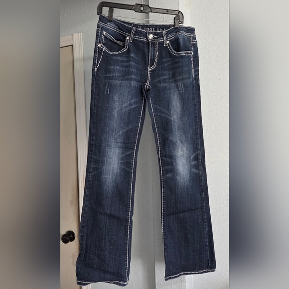 L.A. idol Denim - L.A. Idol Dark Blue Boot Cut Jeans with Embroidery